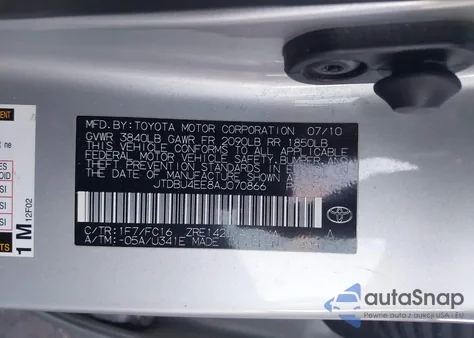 2010 Toyota Corolla Le из США, поврежденный, VIN JTDBU4EE8AJ070866